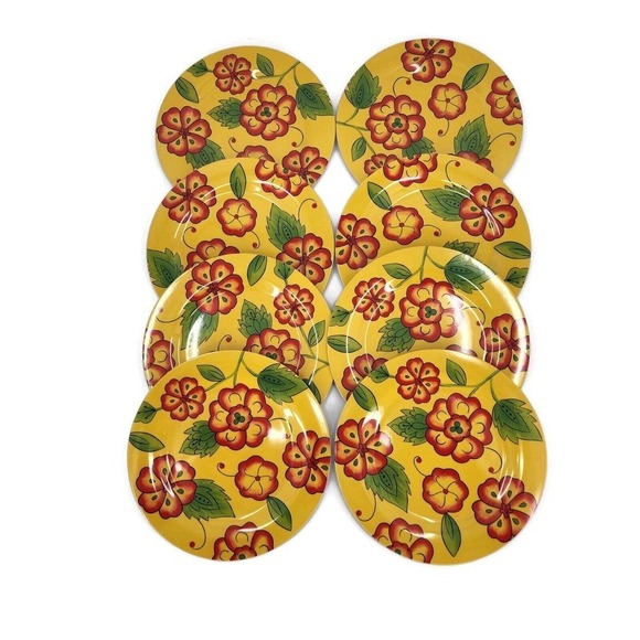 Temp-tations Melamine Yellow Poppy Passion Patio Serving Set Plates Bowls Tray - Picture 10 of 11